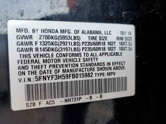 Photo 10 from auction – 2015 HONDA PILOT EXL with VIN 5FNYF3H59FB015982