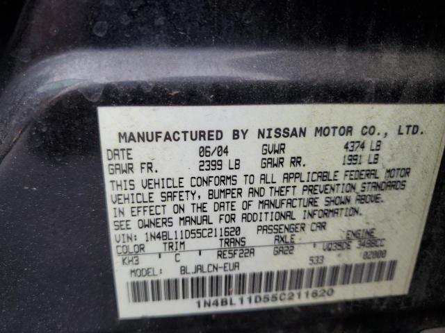 Photo 10 from auction – 2005 NISSAN ALTIMA SE with VIN 1N4BL11D55C211620