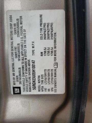 Photo 10 from auction – 2005 HUMMER H2 with VIN 5GRGN23U05H100147