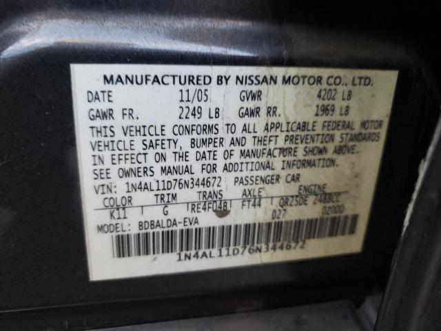 Photo 10 from auction – 2006 NISSAN ALTIMA S with VIN 1N4AL11D76N344672