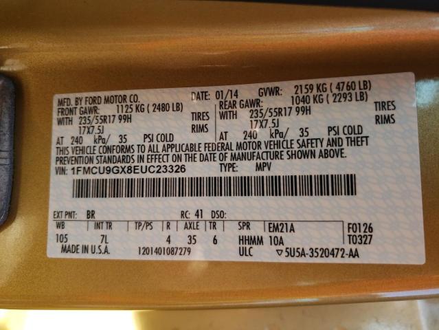 Photo 10 from auction – 2014 FORD ESCAPE SE with VIN 1FMCU9GX8EUC23326