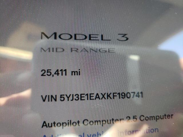 Photo 8 from auction – 2019 TESLA MODEL 3 with VIN 5YJ3E1EAXKF190741
