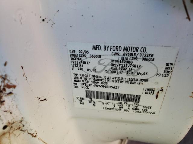 Photo 10 from auction – 2005 FORD F150 with VIN 1FTRX14W65NB05627