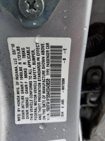 Photo 10 from auction – 2010 HONDA CIVIC LX with VIN 19XFA1F55AE043838