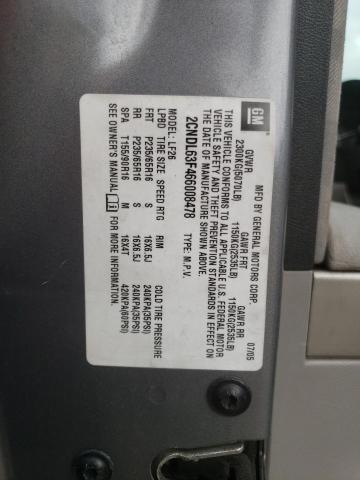 Photo 10 from auction – 2006 CHEVROLET EQUINOX LT with VIN 2CNDL63F466008478
