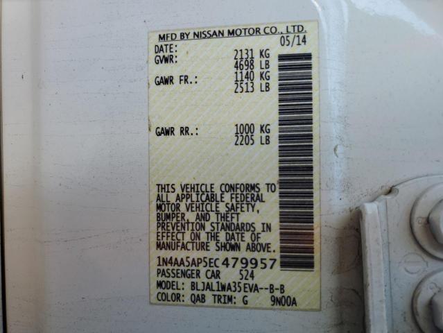 Photo 10 from auction – 2014 NISSAN MAXIMA S with VIN 1N4AA5AP5EC479957
