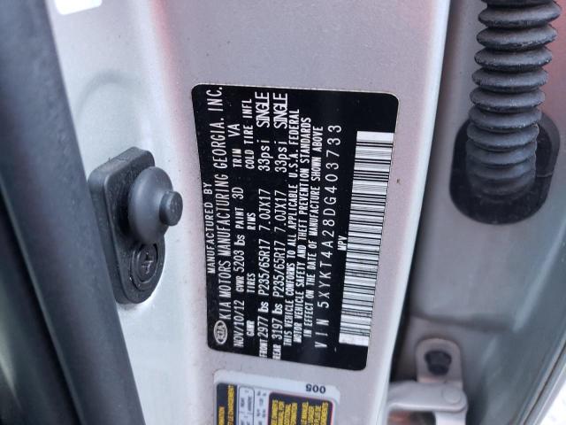 Photo 10 from auction – 2013 KIA SORENTO LX with VIN 5XYKT4A28DG403733