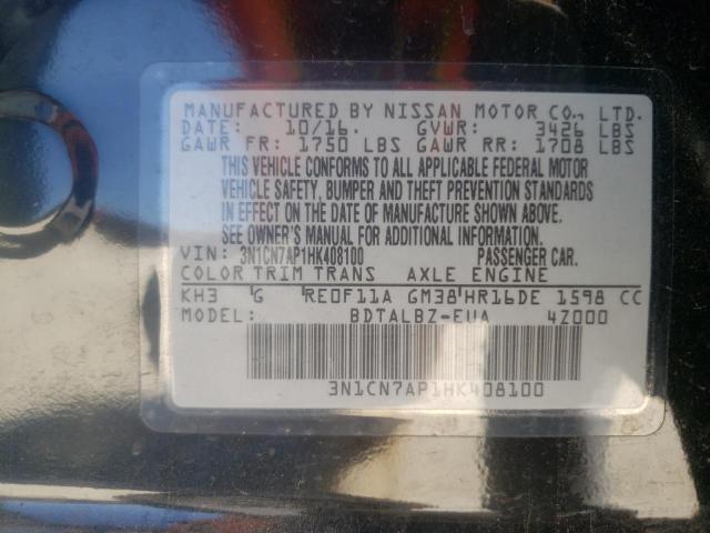 Photo 10 from auction – 2017 NISSAN VERSA S with VIN 3N1CN7AP1HK408100