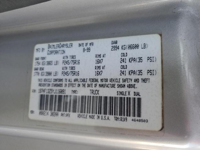 Photo 10 from auction – 2000 DODGE RAM 1500 with VIN 1B7HF13Z5YJ116091