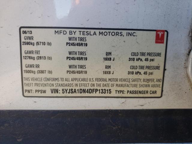 Photo 10 from auction – 2013 TESLA MODEL S with VIN 5YJSA1DN4DFP13315