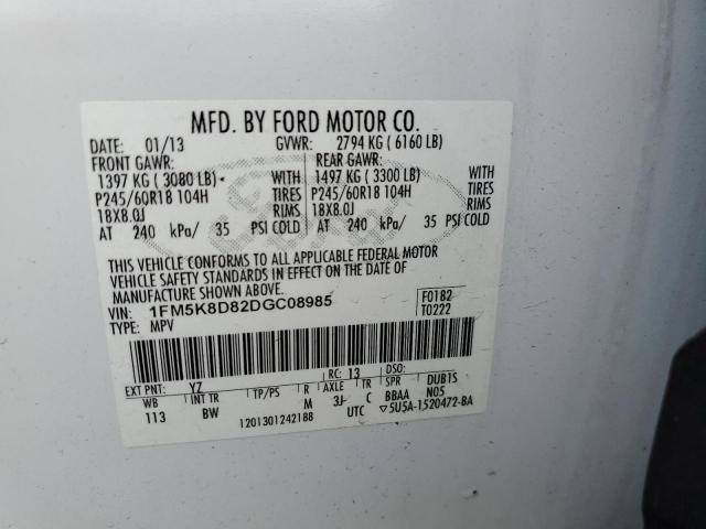 Photo 10 from auction – 2013 FORD EXPLORER X with VIN 1FM5K8D82DGC08985