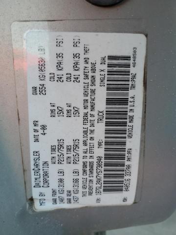 Photo 10 from auction – 2000 DODGE DAKOTA QUA with VIN 1B7GL2AX7YS730940