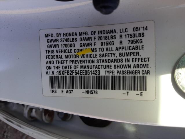 Photo 10 from auction – 2014 HONDA CIVIC LX with VIN 19XFB2F54EE051423