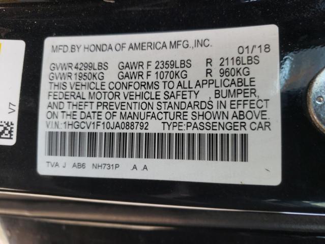 Photo 10 from auction – 2018 HONDA ACCORD LX with VIN 1HGCV1F10JA088792