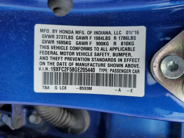 Photo 10 from auction – 2016 HONDA CIVIC LX with VIN 19XFC2F58GE205440