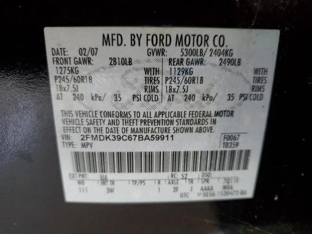 Photo 10 from auction – 2007 FORD EDGE SEL P with VIN 2FMDK39C67BA59911