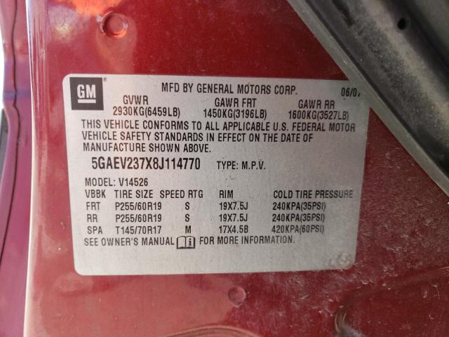 Photo 10 from auction – 2008 BUICK ENCLAVE CX with VIN 5GAEV237X8J114770