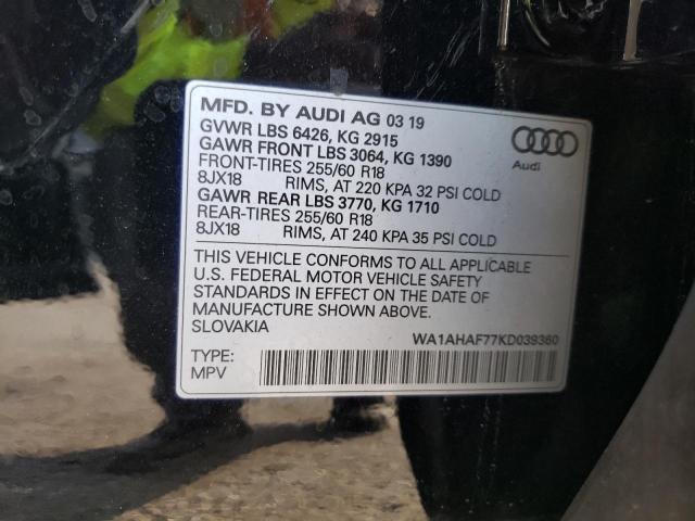 Photo 10 from auction – 2019 AUDI Q7 PREMIUM with VIN WA1AHAF77KD039360