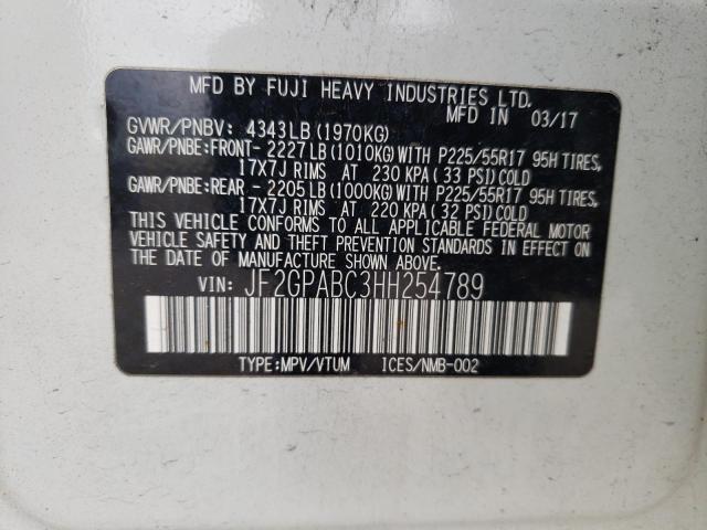 Photo 10 from auction – 2017 SUBARU CROSSTREK with VIN JF2GPABC3HH254789