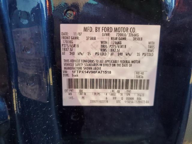 Photo 10 from auction – 2008 FORD F150 with VIN 1FTPX14V98FA71518