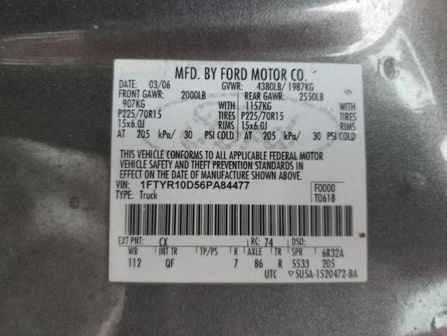 Photo 10 from auction – 2006 FORD RANGER with VIN 1FTYR10D56PA84477