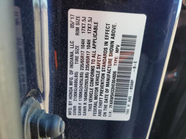 Photo 10 from auction – 2017 HONDA CR-V LX with VIN 7FARW5H33HE004806