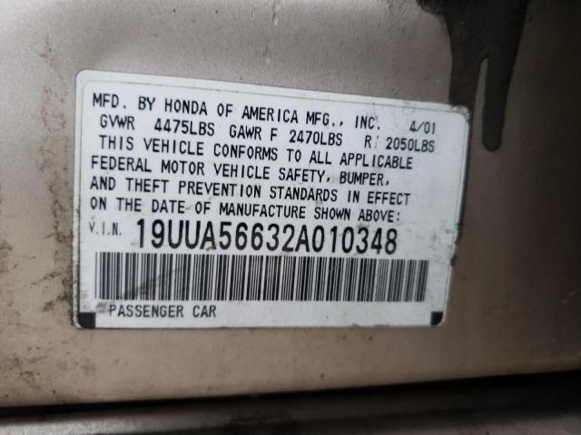 Photo 10 from auction – 2002 ACURA 3.2TL with VIN 19UUA56632A010348