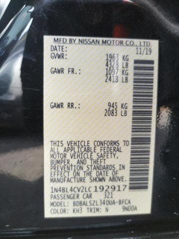 Photo 10 from auction – 2020 NISSAN ALTIMA SR with VIN 1N4BL4CV2LC192917