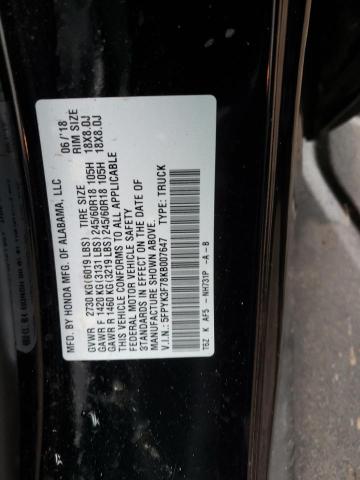 Photo 10 from auction – 2019 HONDA RIDGELINE with VIN 5FPYK3F78KB007647