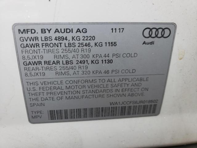 Photo 10 from auction – 2018 AUDI Q3 PREMIUM with VIN WA1JCCFS6JR018502