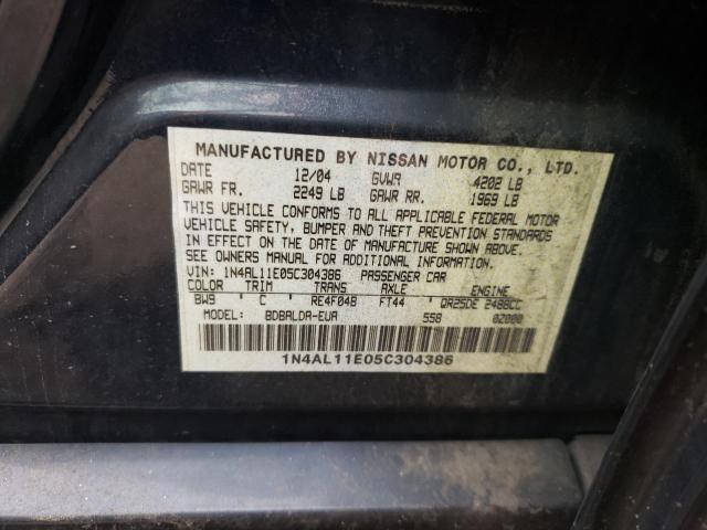 Photo 10 from auction – 2005 NISSAN ALTIMA S with VIN 1N4AL11E05C304386