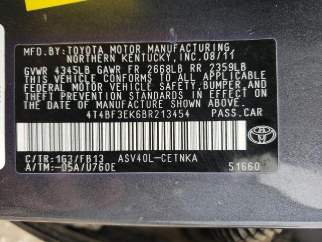 Photo 10 from auction – 2011 TOYOTA CAMRY 4D 2 with VIN 4T4BF3EK6BR213454