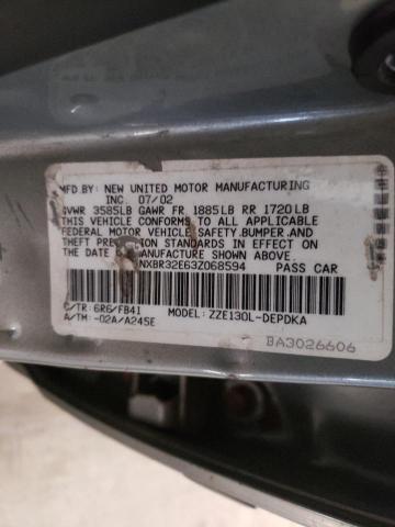 Photo 10 from auction – 2003 TOYOTA COROLLA with VIN 1NXBR32E63Z068594