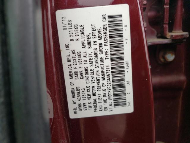 Photo 10 from auction – 2012 HONDA ACCORD LX with VIN 1HGCP2F32CA067219