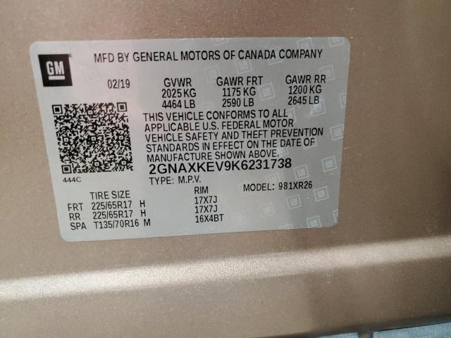 Photo 10 from auction – 2019 CHEVROLET EQUINOX LT with VIN 2GNAXKEV9K6231738