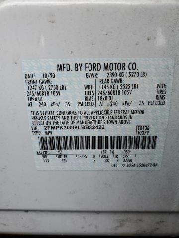 Photo 10 from auction – 2020 FORD EDGE SE with VIN 2FMPK3G98LBB32422