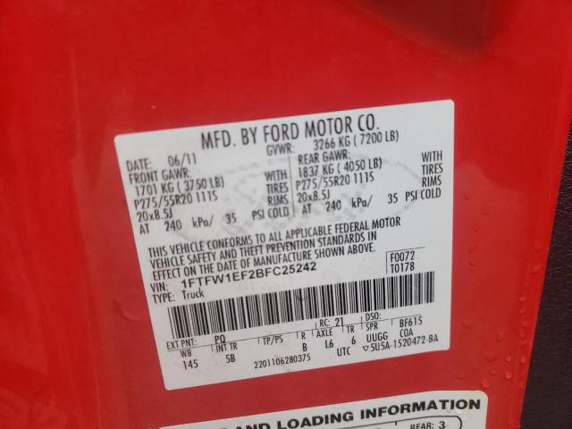 Photo 10 from auction – 2011 FORD F150 SUPER with VIN 1FTFW1EF2BFC25242