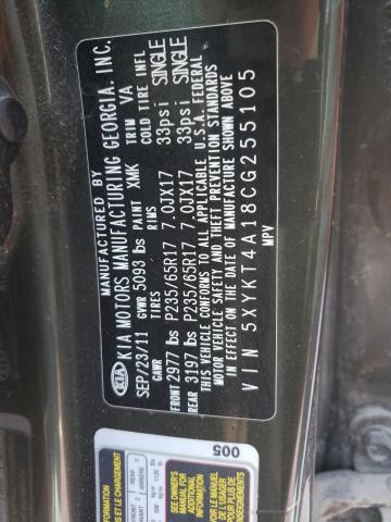 Photo 10 from auction – 2012 KIA SORENTO BA with VIN 5XYKT4A18CG255105