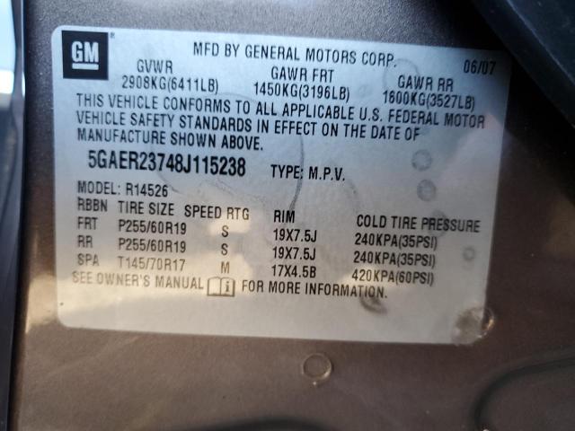 Photo 10 from auction – 2008 BUICK ENCLAVE CX with VIN 5GAER23748J115238
