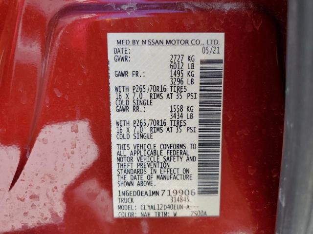 Photo 10 from auction – 2021 NISSAN FRONTIER S with VIN 1N6ED0EA1MN719906