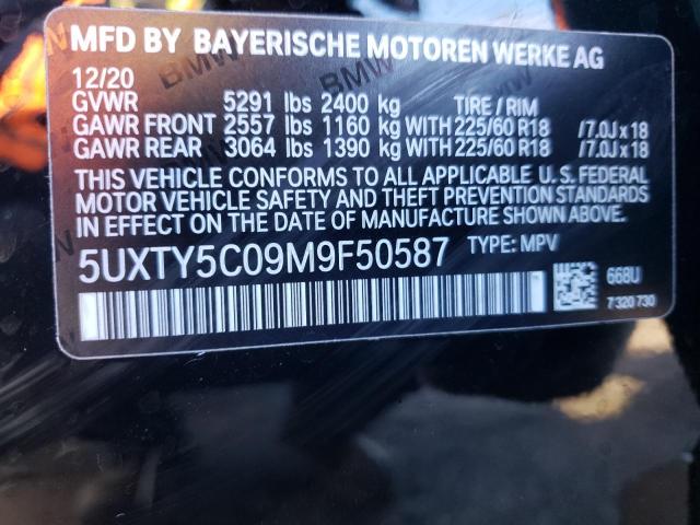 Photo 10 from auction – 2021 BMW X3 XDRIVE3 with VIN 5UXTY5C09M9F50587