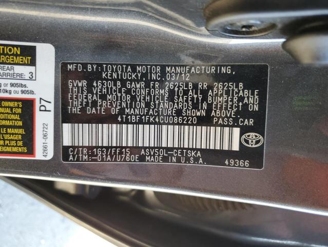 صورة رقم 10 من المزاد - 2012 TOYOTA CAMRY BASE مع VIN 4T1BF1FK4CU086220