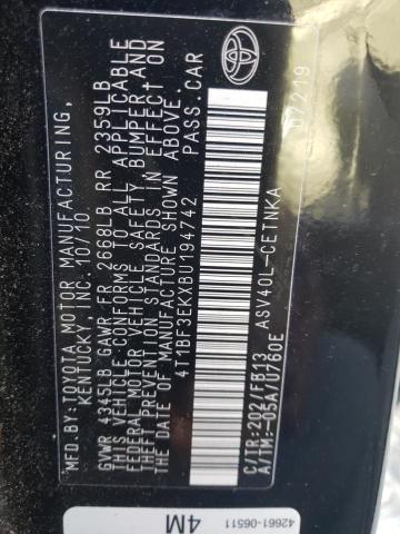 Photo 10 from auction – 2011 TOYOTA CAMRY BASE with VIN 4T1BF3EKXBU194742
