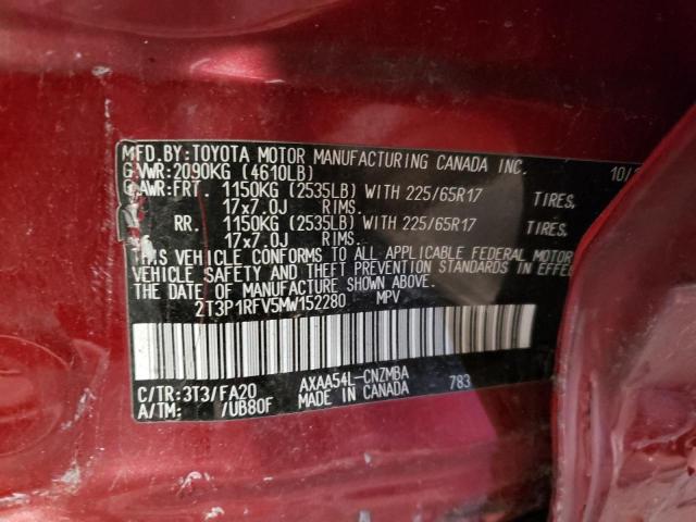 Photo 10 from auction – 2021 TOYOTA RAV4 XLE with VIN 2T3P1RFV5MW152280