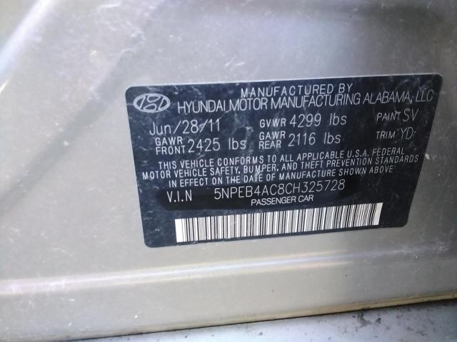 Photo 9 from auction – 2012 HYUNDAI SONATA GLS with VIN 5NPEB4AC8CH325728