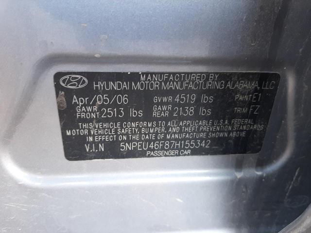 Photo 10 from auction – 2007 HYUNDAI SONATA SE with VIN 5NPEU46F87H155342