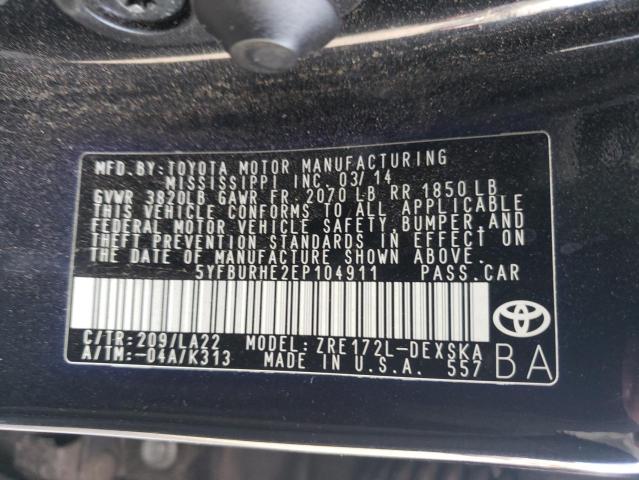 Photo 10 from auction – 2014 TOYOTA COROLLA L with VIN 5YFBURHE2EP104911