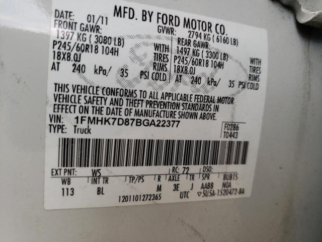 Photo 10 from auction – 2011 FORD EXPLORER X with VIN 1FMHK7D87BGA22377