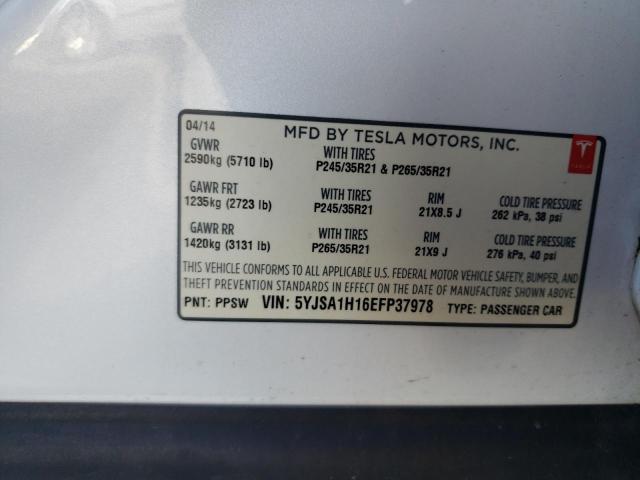 Photo 10 from auction – 2014 TESLA MODEL S with VIN 5YJSA1H16EFP37978