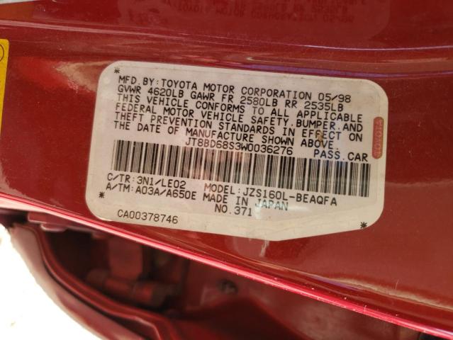 Photo 10 from auction – 1998 LEXUS GS 300 with VIN JT8BD68S3W0036276